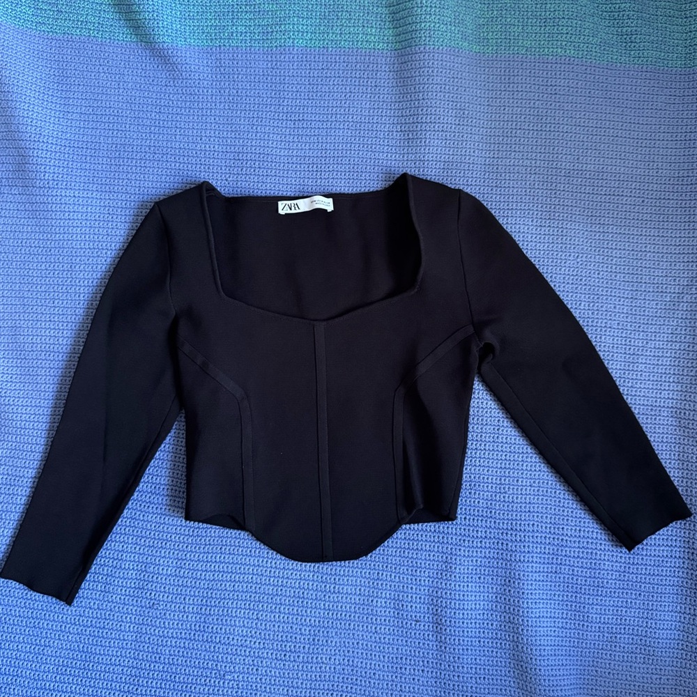 Zara Black Crop Blouse